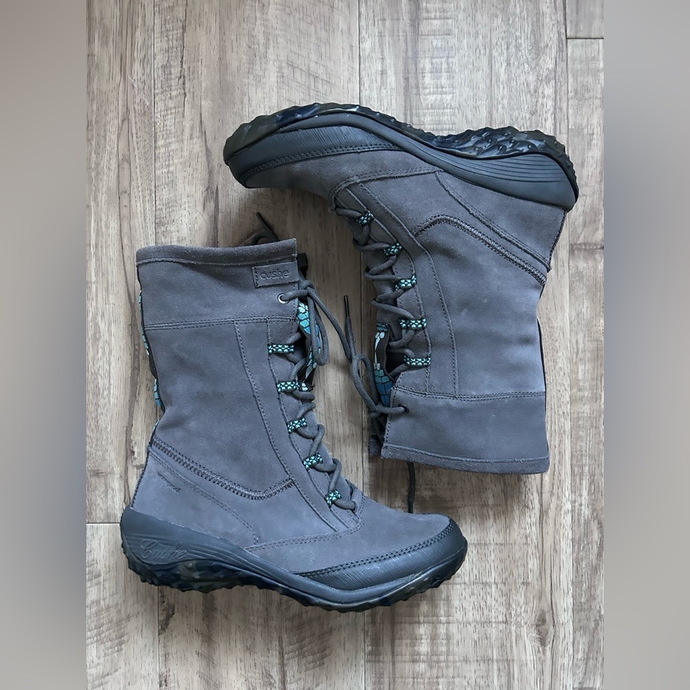 Cushe Allpine Cone suede grey turquoise Gray Women's Boots faux fur nordic - Picture 11 of 12